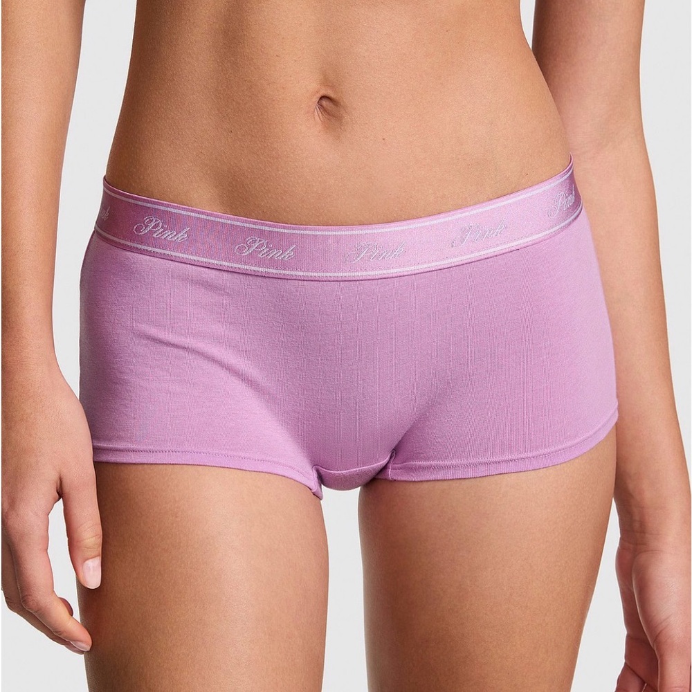 NEW! PINK VICTORIAS SECRET LOGO BOYSHORT PANTY - Picture 2 of 8
